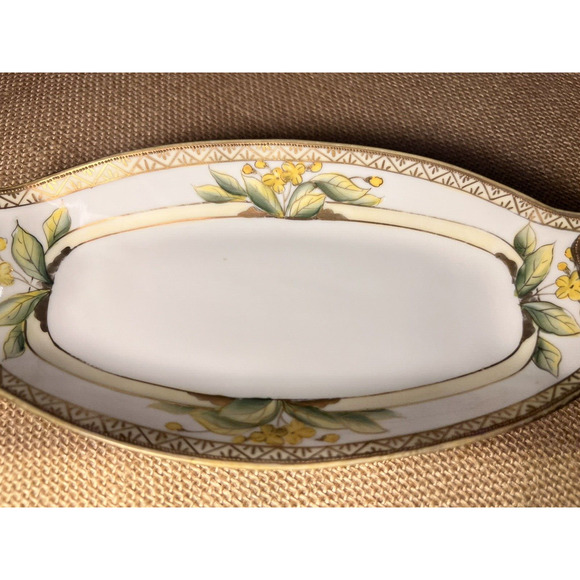 Nippon Hand Painted Celery / Relish Dish Gold Trim--Vintage/Japan/Beautiful - Picture 10 of 11